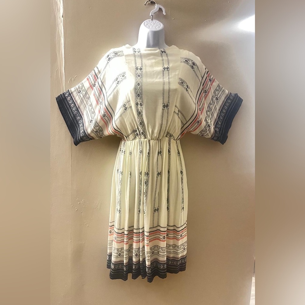 Cream Dolman Sleeve Sundress with Bateau Neckline
